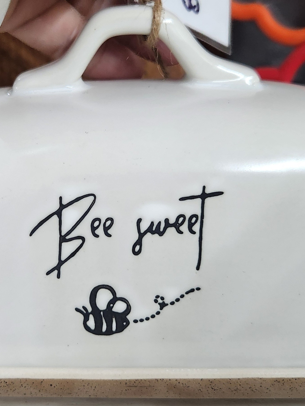 Bee Sweet Ceramic Butter Dish in White